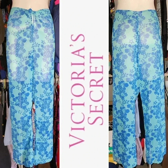 Vintage VS Victoria's Secret Tropical Tie Waist Mesh Swim Cover-up Pants S M - Picture 1 of 6